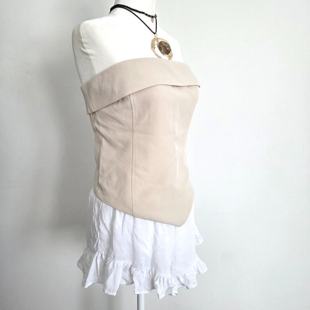 Forever 21 V‎ Hem Strapless Tube Top Large NWT Beige Champagne Y2K Old Money - Picture 4 of 13